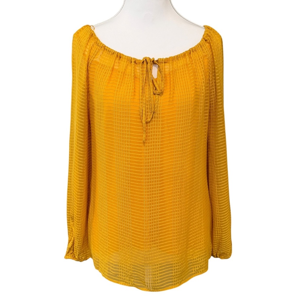 Tory Burch Womens Natalie Silk Top XS Golden Crest Sheer Boho Designer Blouse